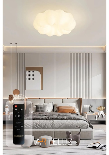 Luxury Bulut Model Modern Plafonyer Avize 45 Cm Beyaz