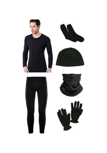 Bonbonetti Asker Kolisi Askeri Termal Içlik Takımı Polar Bere Boyunluk Eldiven Çorap Seti  Asker Malzemeleri Siyah S Siyah