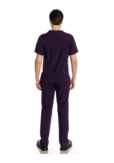 Unisex Likralı Mürdüm Renkli Scrubs