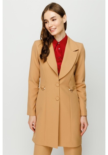 İnci Aksesuar Detaylı Pantolon Ceket Takım Camel-camel Camel