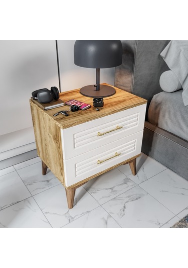 Panjurlu 2 Çekmeceli Komodin Pnj5002 Ekru Ceviz