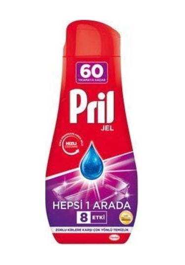 Pril Hepsi Bir Arada 8 Etki Jel Bulaşık Makinesi Deterjanı 60 Yıkama 1080 ML