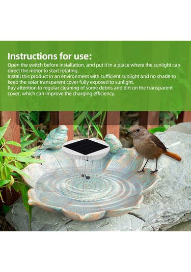 Singree Güneş Enerjili Kuş Banyosu Dalga Cihazı - 1500mah Pil İle Su Hareketlendirici