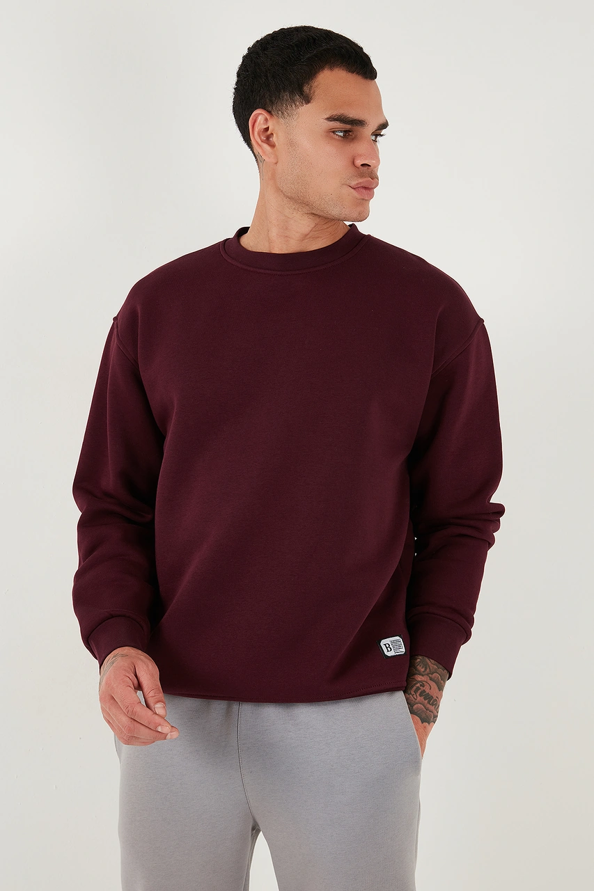 Buratti Regular Fit Bisiklet Yaka Şardonlu 2'Li Paket Erkek Sweat 5905255S2 Indigo-Vişne