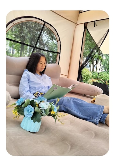 Su Geçirmez Şişme Kamp Çadırı 6 Kişilik Aile Çadırı 230x230x170cm Bej