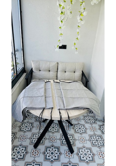 Bahçe Balkon Takımı Minder Kılıf Takımı 4 Adet Açık Gri