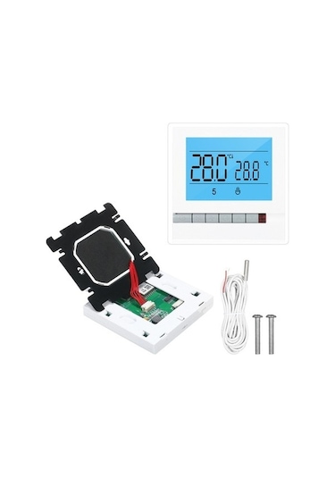 Flybuy Zemin Isıtma Termostatı, Akıllı Sıcaklık Kontrol Cihazı, Ekranlı Termostat, Programlanabilir Termostat, Beyaz, 3.2 İnç Lcd