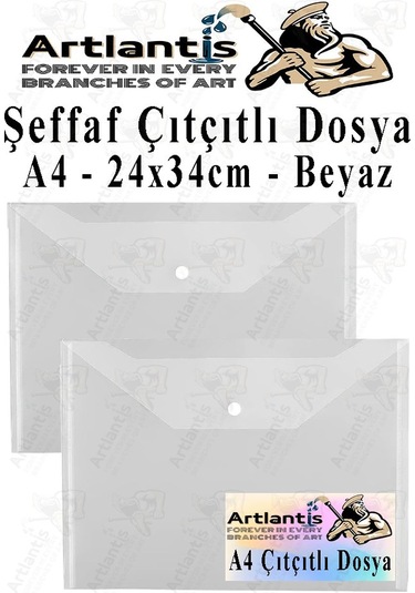A4 Çıtçıtlı Dosya Şeffaf Zarf Dosya 2 Adet Çıt Çıtlı Dosya Su Geçirmez 100 Yaprak Kapasite