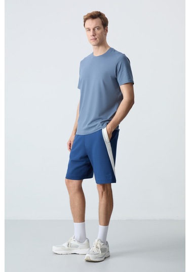 Tommy Life Parlament Pamuklu Kalın Yumuşak Dokulu Standart Fit Basic Erkek Şort - 81280 Mavi