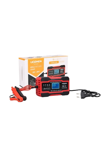 Uc-c121001a Kırmızı 12/24 Volt 10 Amper Led Göstergeli Akü Şarj Cihazı