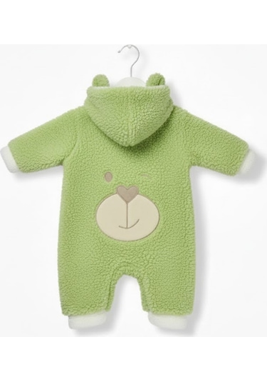 Balbeybi Wellsoft Peluş Bebek Tulum, Kışlık Kapüşonlu,kız/erkek Yeşil