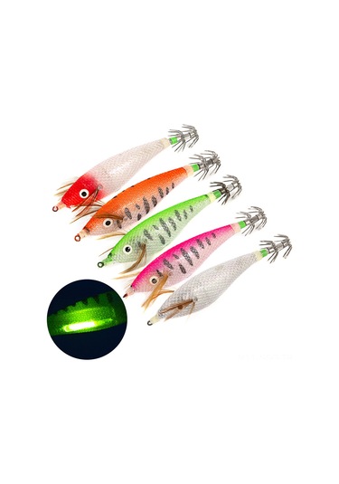 Springsun Parlak Mürekkep Balığı Jig Yem - 6cm/8cm Floresan Şnorkelli Karides Taklidi