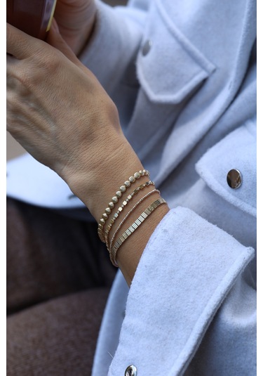 14 Ayar Altın Çizgili Çivi Model Bileklik Blk28171 Sarı Altın