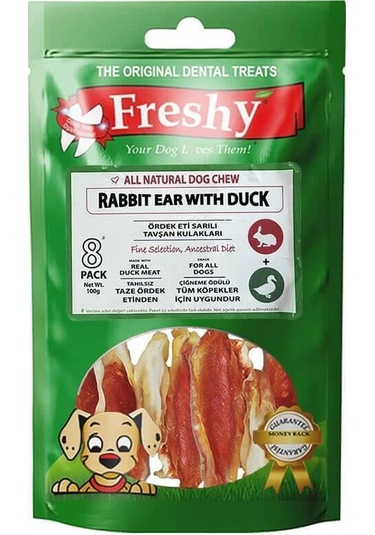Freshy Rabbit Ear Whit Duck Ördek Eti Kaplı Tavşan Kulağı 100 G 8'li