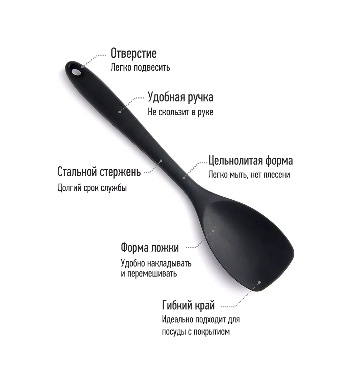 Home&sweet Silikon Spatula - Tencere Ve Tavalar İçin Mutfak Kaşığı 196810457 Siyah