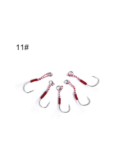 Rogfer 5pcs / Paket Hengjia 11 Bağlanmış Tel Demir Kanca Derin Deniz Balıkçılığı Kancası