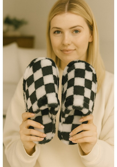 3'lü Paket Kareli Kapalı Kadın Terlik Ev Terliği Paket Ürün