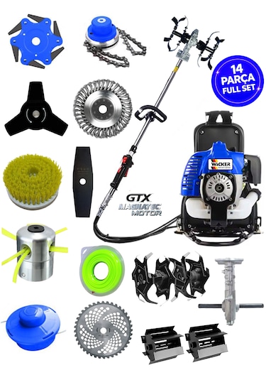 Prowackers German Vrx-714 Pro Sırt Tırpan+ Akrobat Çapalama + Toprak Eşeleme 14 Parça Full Setli
