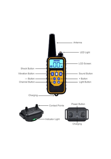 Hallow-köpek Eğitim Yaka Köpek Şok Yaka Uzaktan 800 Metre,siyah