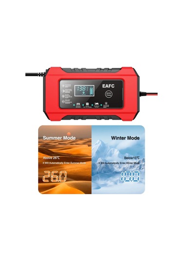 Araba Pil Şarj Cihazı 12v 6a Darbe Onarım Lcd Ekran Akıllı Hızlı Şarj Agm Derin Eu Plug