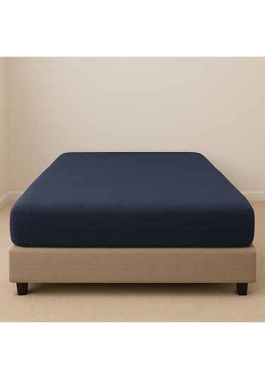 %100 Pamuk Lastikli Havlu Çarşaf Tek Kişilik 100x200 Cm+25er Cm Köşe Ve Yan Yükseklik Lacivert