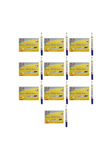 3A Beyaz Tahta Kalemi Yuvarlak Uçlu 120 Adet Mavi