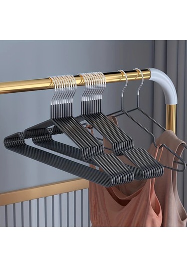 Sunshine011 30 Parça Siyah Ağır Hizmet Metal Kaymaz Askı, Gardırop Ve Yatak Odası İçin Siyah