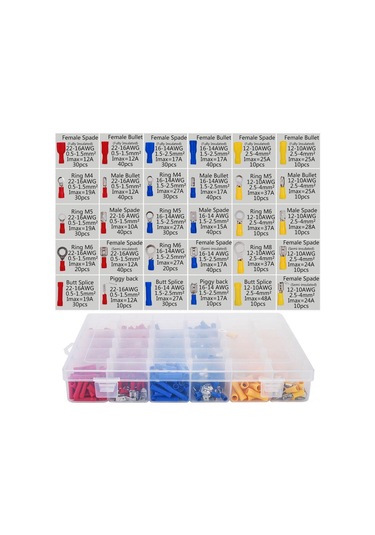 Honmex 720 Adet T2 Bakır Islak Bağlantı Terminali Seti - Sarı,kırmızı,mavi - Kablolar İçin İletkenlik Artırıcı Uyumlu Bağlayıcılar