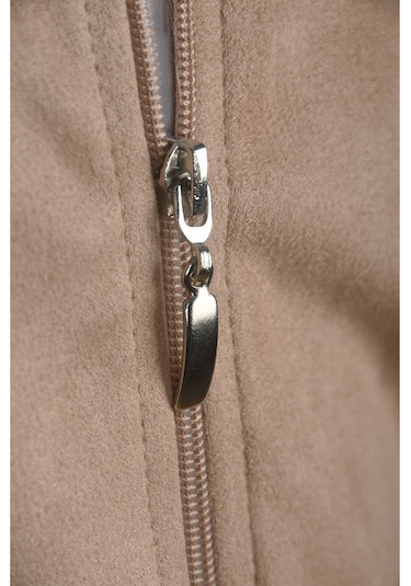 Deepsea Erkek Vizon Dar Kesim Likralı Fermuarlı Süet Ceket Mevsimlik İnce Premium Mont 2504334 VIZON