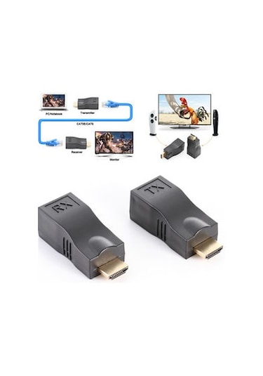 Triline Hdmi Extender 30 Metre Uzatma Adaptörü Cat5 Cat6