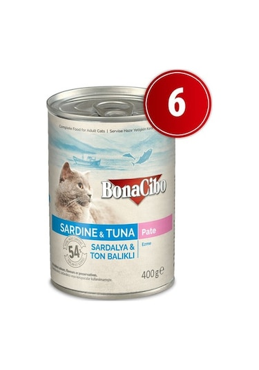 Bonacibo Kedi Yaş Mama Sardalya Ve Ton Balıklı 6 X 400 Gr
