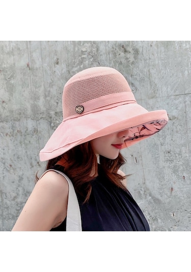 Şık Ve Zarif Bayanlar İçin Yazlık Güneşlik Kova Modeli Şapka Bej