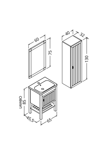 Helen 65 Cm Banyo Dolabı-Beyaz (Boy Dolap Dahil )