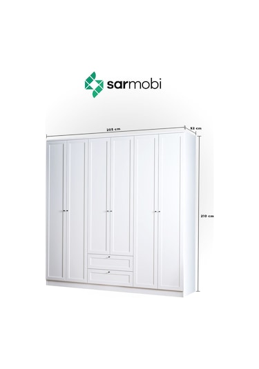 Sarmobi Terra 6 Kapaklı 2 Çekmeceli Dolap 54tra600103krkr Beyaz