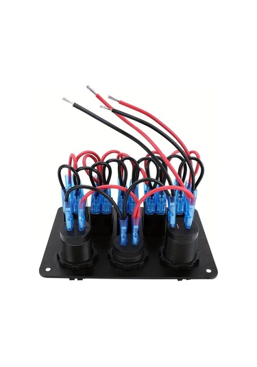 Xuweiwei 12-24v 5 Gruplu Yeşil Deniz Rocker Anahtar Paneli Çift Usb 42a Led Voltaj Ölçer Araç Fişi Araba Karavan Tekne Atv Utv Kamyon