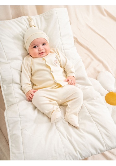 Kd43307.Zıbın Şapka 3lü Takım 0-1/1-3/3-6/6-9ay Ekru