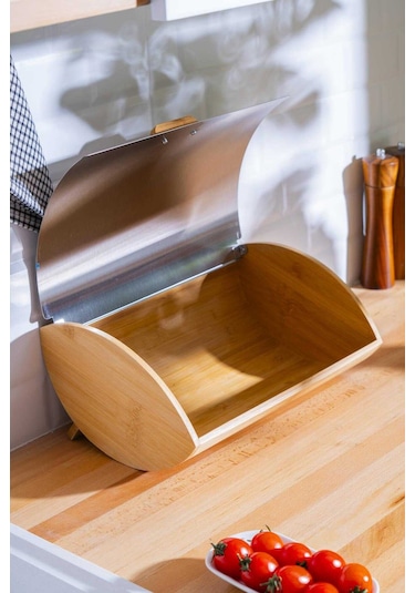 Acar Sirius Bambu Ekmek Saklama Kutusu - 35,5 25 16,5 Cm Ahşap