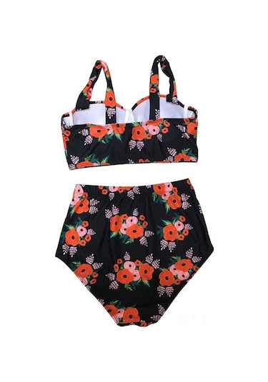 Geeroyoo Kadınlar İçin Floral Desenli High Waist Bikini Seti - Push Up & Dolgulu Spagetti Askılı Deniz Giysisi Diğer