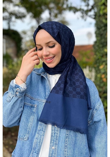 Aker Elegance Monogram Şal - 1090100-921 - Lacivert