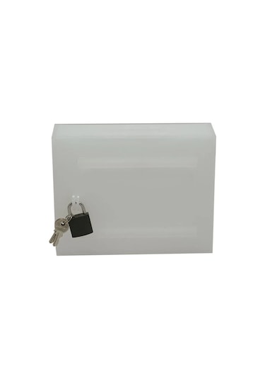 Karlobi - Pleksi Tip Box Bahşiş Kutusu Buz Beyaz 20x13x12 Cm