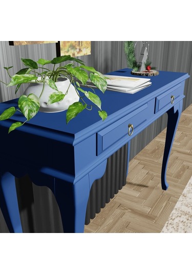 Roys Ahşap 100 Cm Mavi Çekmeceli Petek Üstü Yüksek Dresuar Ahşap