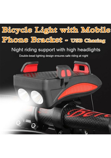 3 'ü 1 Usb Bisiklet Far Led Bisiklet Telefon Tutucu