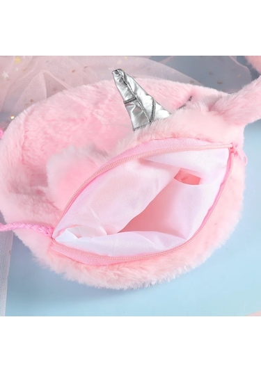 Moda Çocuk Kız Omuzdan Askili Çanta Sevimli Unicorn Hayvanlar Pink