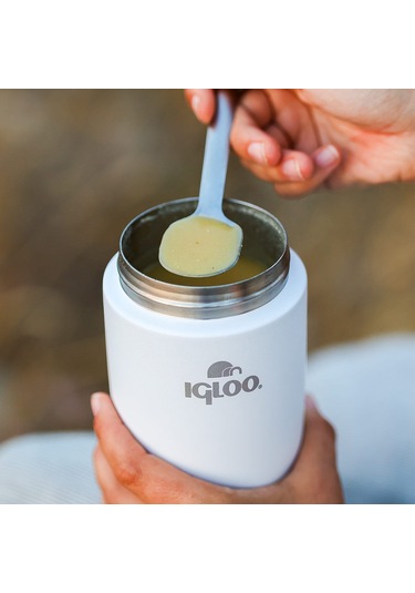 Bambu Kapak Yemek Termosu 500ml Çelik Termos Beyaz 12 Saat Sıcak Tutar Beyaz