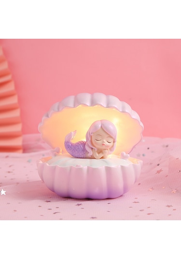 Kabuk Denizkızı Prenses Reçine Gece Lambası-pembe Açık Pembe