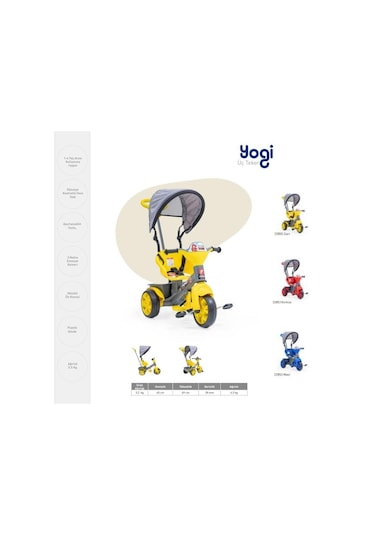 Baby2go 2285 Yogi Tenteli Bisiklet Üç Teker Bisiklet Ebeyn Ko Kırmızı