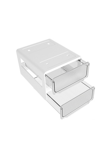 Tenfowee Masa Altı Gizli Çekmeceli Organizasyon Kutusu - 2 Katlı, Yapışkanlı, Beyaz Beyaz