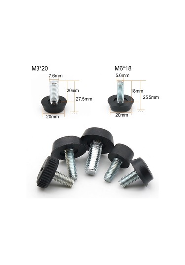 100 Adet Ayarlanabilir Ayak Pedi Mobilya Vida Destek Saplaması, M6x18 Siyah Diğer