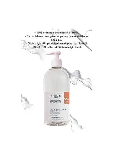 Byphasse Back To Basics Rafine Duş Jeli Tüm Cilt Tipleri 750 ML