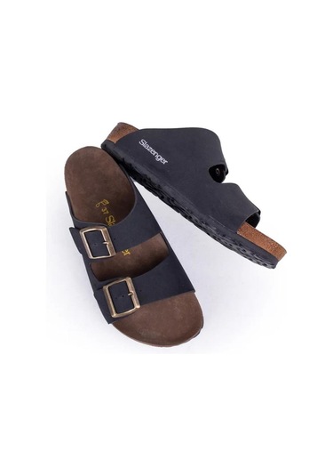 Slazenger Lens Erkek Çift Toka Günlük Terlik Siyah Nubuk Çok Renkli